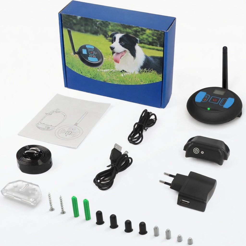 Wireless Dog Fence & Training Collar, 500m Boundary System with Waterproof Receiver for Up to 3 Dogs - Homvista