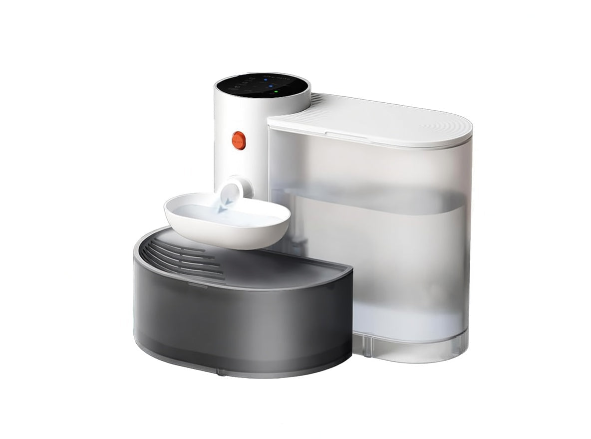 Wireless Pet Water Fountain, 3L Dual-Tank Cat Fountain with 2000mAh Battery & Separate Water Tanks - Homvista